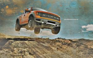 Ford Raptor Truck Jump Stop Action HD wallpaper thumb