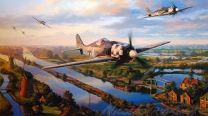 Aircraft, war, dogfight, art drawing wallpaper thumb