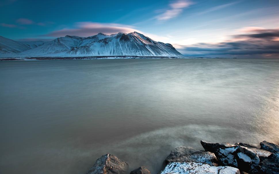 Iceland charming scenery, sea, snow-capped mountains sunset wallpaper,Iceland HD wallpaper,Charming HD wallpaper,Scenery HD wallpaper,Sea HD wallpaper,Mountains HD wallpaper,Sunset HD wallpaper,2560x1600 wallpaper