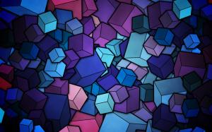 Cube, Digital Art, Blue, Purple wallpaper thumb