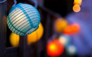 Blue lantern, night, glare wallpaper thumb