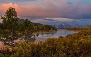 Grand Teton Park, Wyoming, USA, river, mountain, forest, autumn wallpaper thumb