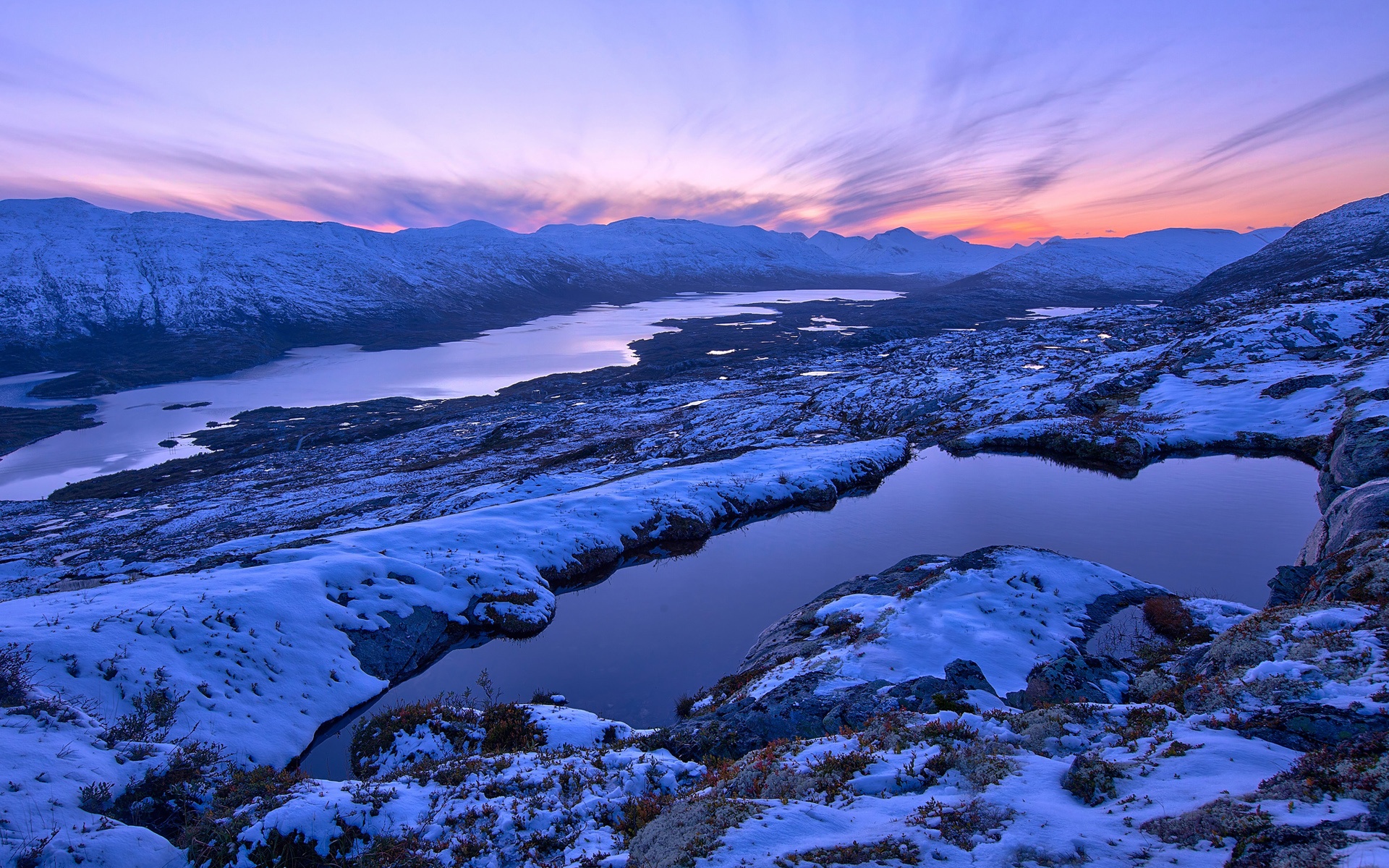 Norway winter scenery, mountains, sunset, snow wallpaper | nature and
