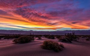 Landscape, Nature, Desert, Sunset, Death Valley, Sand, Mountain, Shrubs, Sky, Clouds, Dune wallpaper thumb