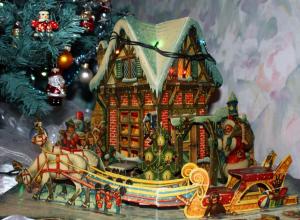 house, santa claus, sleigh, presents, tree, new year, garland wallpaper thumb