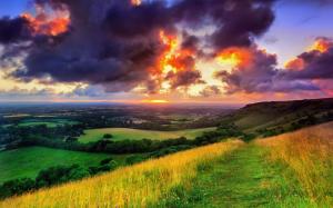 England, West Sussex, village of Hassocks, nature, morning, sunrise, clouds wallpaper thumb
