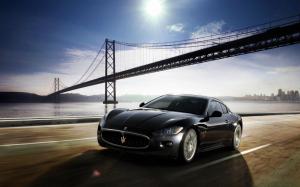 Maserati Granturismo Golden Gate Bridge Bridge Sunlight Motion Blur HD wallpaper thumb