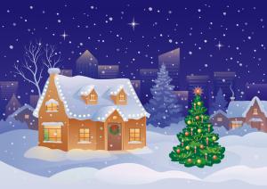 Vector Graphics Holidays Christmas Houses Christmas tree wallpaper thumb