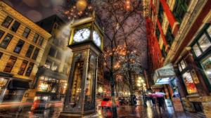 clocks, vintage, photography, city night, rain wallpaper thumb