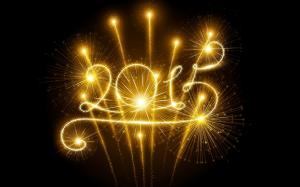 2015 Happy New Year, golden fireworks wallpaper thumb