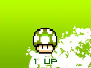 Green Mario 8-Bit 1-Up Mushroom HD wallpaper thumb