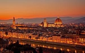 Italy, Firenze, city at evening sunset wallpaper thumb