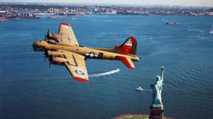 B17 Flying Fortress Over The Statue Of Liberty wallpaper thumb