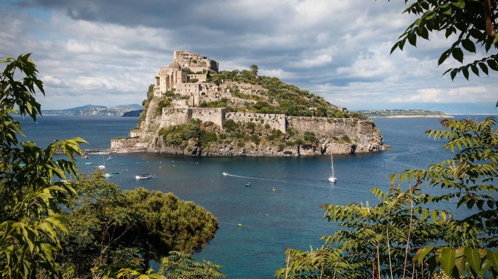 Nature, Architecture, Old Building, Hill, Trees, Italy, Monastery, Island, Sea, Boat wallpaper,nature HD wallpaper,architecture HD wallpaper,old building HD wallpaper,hill HD wallpaper,trees HD wallpaper,italy HD wallpaper,monastery HD wallpaper,island HD wallpaper,sea HD wallpaper,boat HD wallpaper,1920x1080 wallpaper