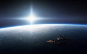 International Space Station, space, Earth, horizon wallpaper thumb