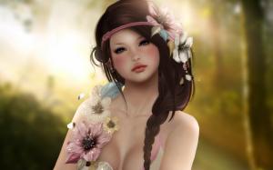 Fantasy Girl, Flowers, Beautiful wallpaper thumb