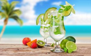 Mojito cocktail drinks, green lemon, fruits, summer wallpaper thumb