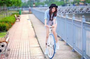 Asian, Women, Bicycles, Hat, Outdoors wallpaper thumb