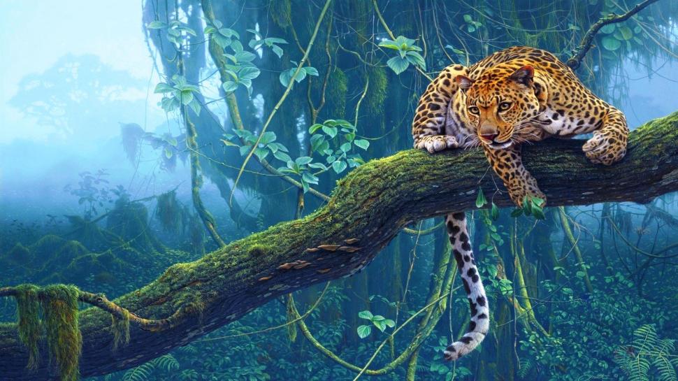 Watching Leopard wallpaper,jungle HD wallpaper,predator HD wallpaper,artwork HD wallpaper,3d & abstract HD wallpaper,1920x1080 wallpaper