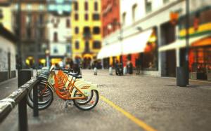 City street bicycle parking wallpaper thumb