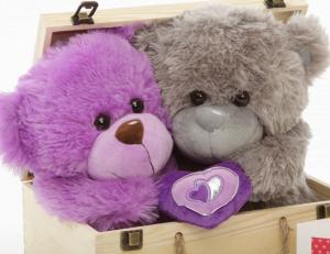 Purple And Gray Teddy Bear Couples wallpaper thumb