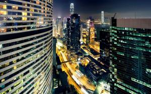 Hong Kong, China, Asia, city, night, harbor, lights, skyscrapers wallpaper thumb