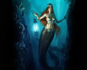 Mermaid With Lamp wallpaper thumb