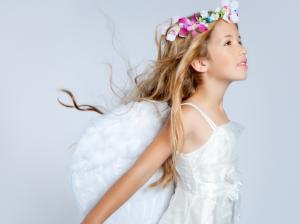 Long-haired girl, wreath, white dress, like an angel wallpaper thumb