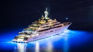 Mega yacht, night, lights wallpaper thumb