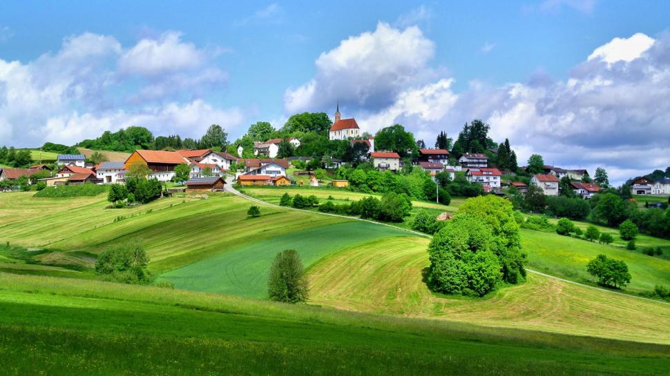Foreign country house, sky, mountains, green grass, landscape wallpaper,foreign country house HD wallpaper,mountains HD wallpaper,green grass HD wallpaper,landscape HD wallpaper,1920x1080 wallpaper