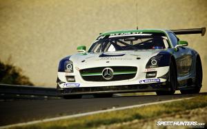 Race Car Race Track Mercedes Gullwing SLS AMG HD wallpaper thumb
