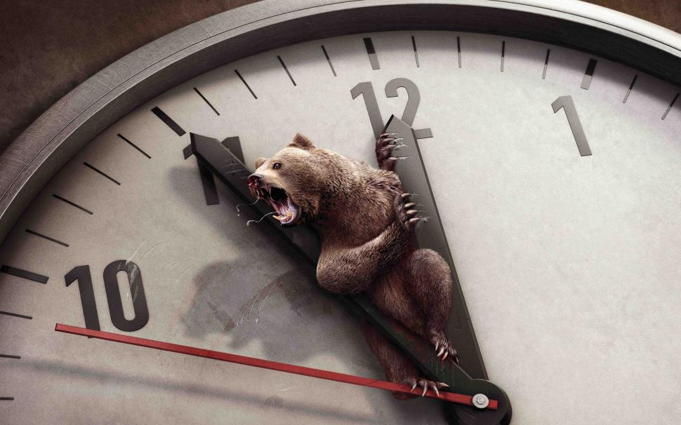 Creative picture of bear on the clock dial wallpaper,Creative HD wallpaper,Picture HD wallpaper,Bear HD wallpaper,Clock HD wallpaper,2560x1600 wallpaper