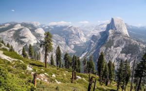 Mountains, trees, valley, Yosemite National Park, California, USA wallpaper thumb