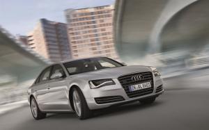Audi A8L silver car speed wallpaper thumb