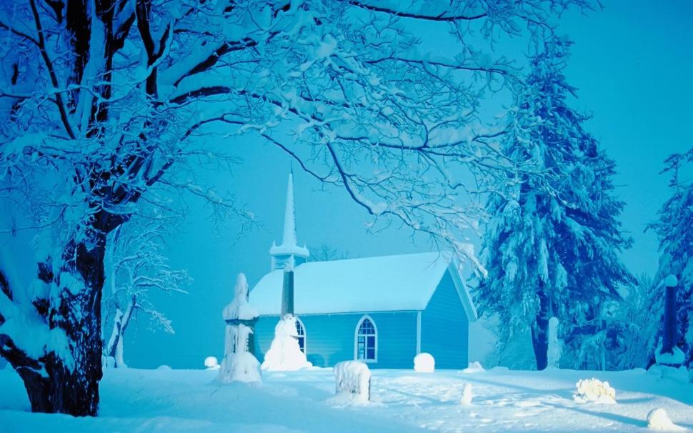 Snow Scenary wallpaper,snow HD wallpaper,blue HD wallpaper,winter HD wallpaper,church HD wallpaper,3d & abstract HD wallpaper,1920x1200 wallpaper