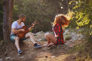 Guy, guitar, girl, song wallpaper thumb