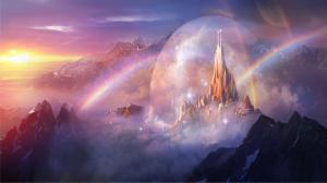 Castle in the rainbows wallpaper thumb
