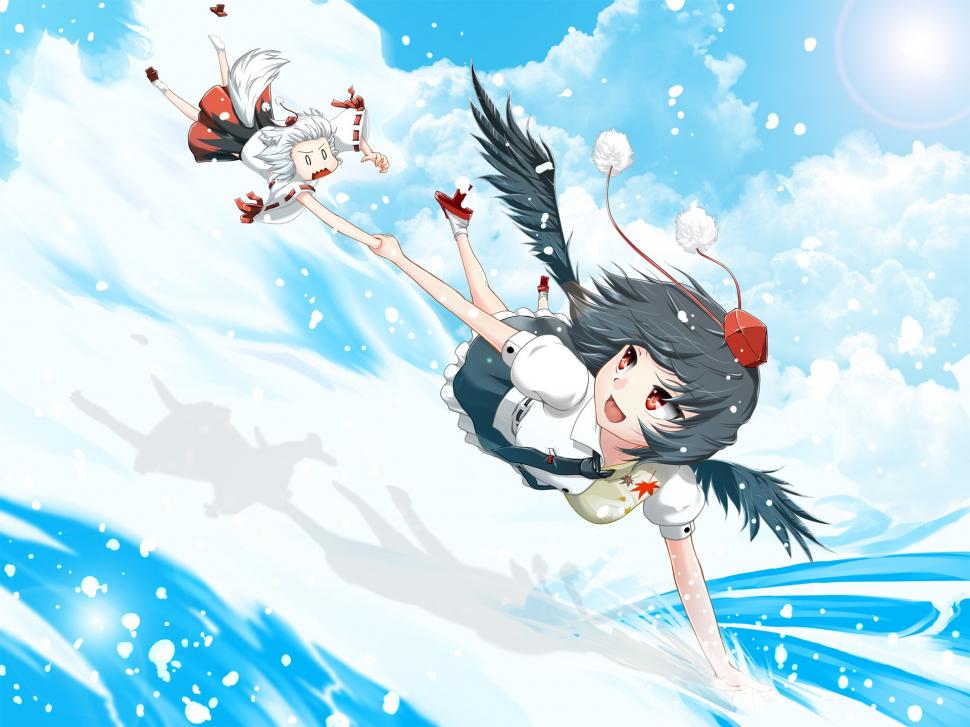 Anime Girls, Flying, Joy wallpaper,anime girls HD wallpaper,flying HD wallpaper,joy HD wallpaper,1920x1440 wallpaper