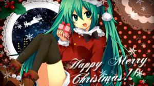Anime Girls, Anime, Christmas, Green Hair, Gifts wallpaper thumb