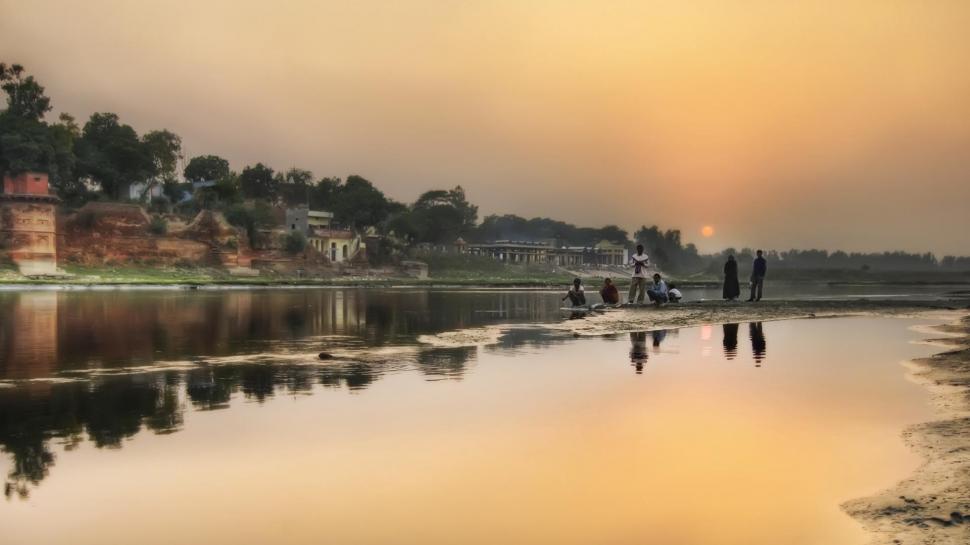 Sunset On A River In India wallpaper,river HD wallpaper,town HD wallpaper,people HD wallpaper,sunset HD wallpaper,nature & landscapes HD wallpaper,1920x1080 wallpaper