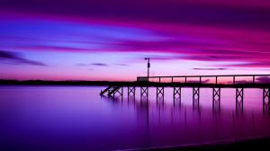 Purple Dock Reflection Lake HD wallpaper thumb