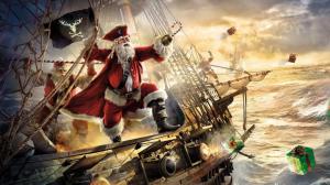 Pirate Santa on a Ship HD wallpaper thumb