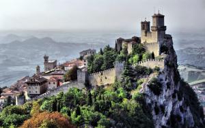 San Marino, country, city landscape, cliff, castle wallpaper thumb