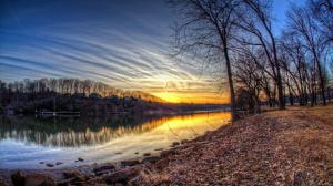 Winter Day Sunset On A River Hdr wallpaper thumb