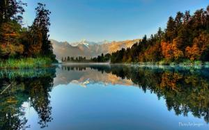 New Zealand, Westland National Park, Fox Glacier, lake, mountains, forest wallpaper thumb