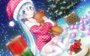 Anime girl on the Christmas eve wallpaper thumb