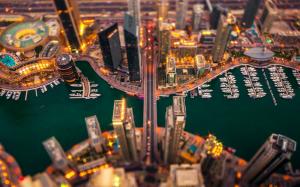 Dubai, buildings, night, lights, marina, boat wallpaper thumb