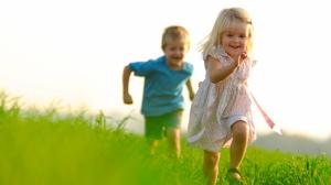 Kids, Happy, Boy, Girl, Grass, Running, Photography wallpaper thumb
