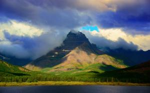 The Rockies, Montana, USA, Glacier National Park, mountain, lake, clouds wallpaper thumb