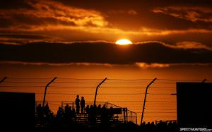 Stands Sunset Race Track Silhouette Orange HD wallpaper thumb